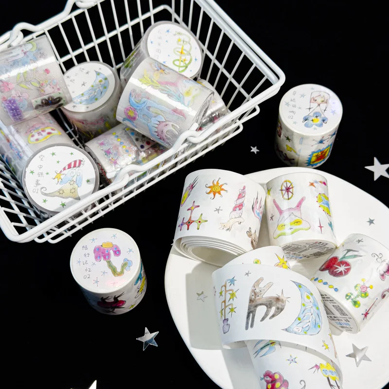 

Серия Moon Whisper, высечка, 8 стилей, канцелярские наклейки, наклейки для домашних животных, рулон ленты, милые элементы, граффити, базовые соляные ленты, подарки