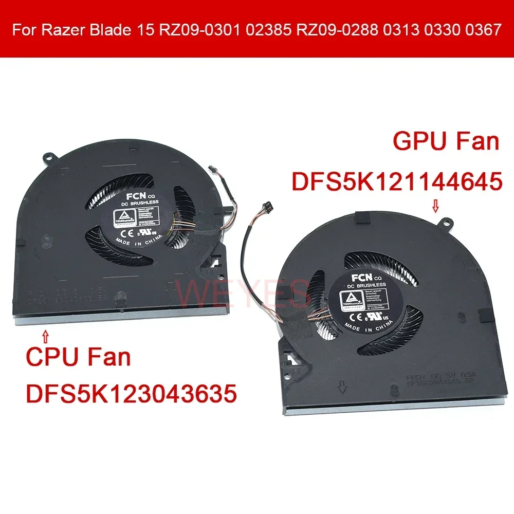 

New GPU Cooler DFS5K123043635 DFS5K121144645 DC5V CPU Fan For Razer Blade 15 RZ09-0301 0270 02385 RZ09-0288 0313 0330 0367