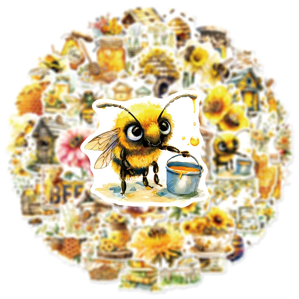 10/30/50PCS น่ารัก Bee การ์ตูนสติกเกอร์น้ําผึ้ง Honeypot Decals กันน้ํา DIY กระเป๋าเดินทางเครื่องเขียน Kawaii Graffiti สติกเกอร์ของขวัญ