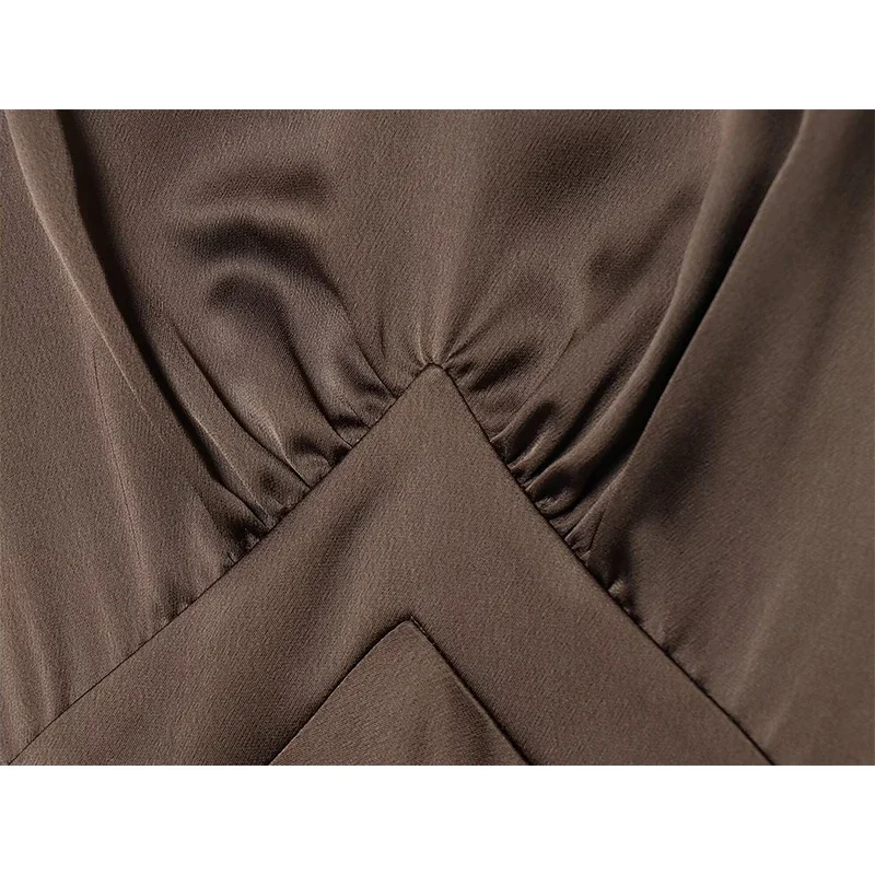 Neue Damen Sexy Langes Kleid Mode Satin V-Ausschnitt Ärmellose Kleider Frauen Sexy Rückenfreie Kleider Weibliche Elegante Partykleider