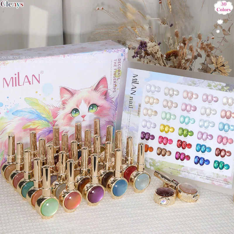 Glenys 30 Color Cat's Eye Nail Polish Glue New Immersion Gel Color Matching Card Factory Direct Sales Nail Varnish Set 15ml