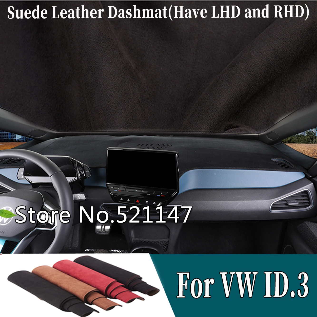 Suede Leather Dashmat Dashboard Cover Dash Mat Car-styling Accessories For Volkswagen ID.3 ID3 ID 3 Crozz 2019 2020 2021 2022