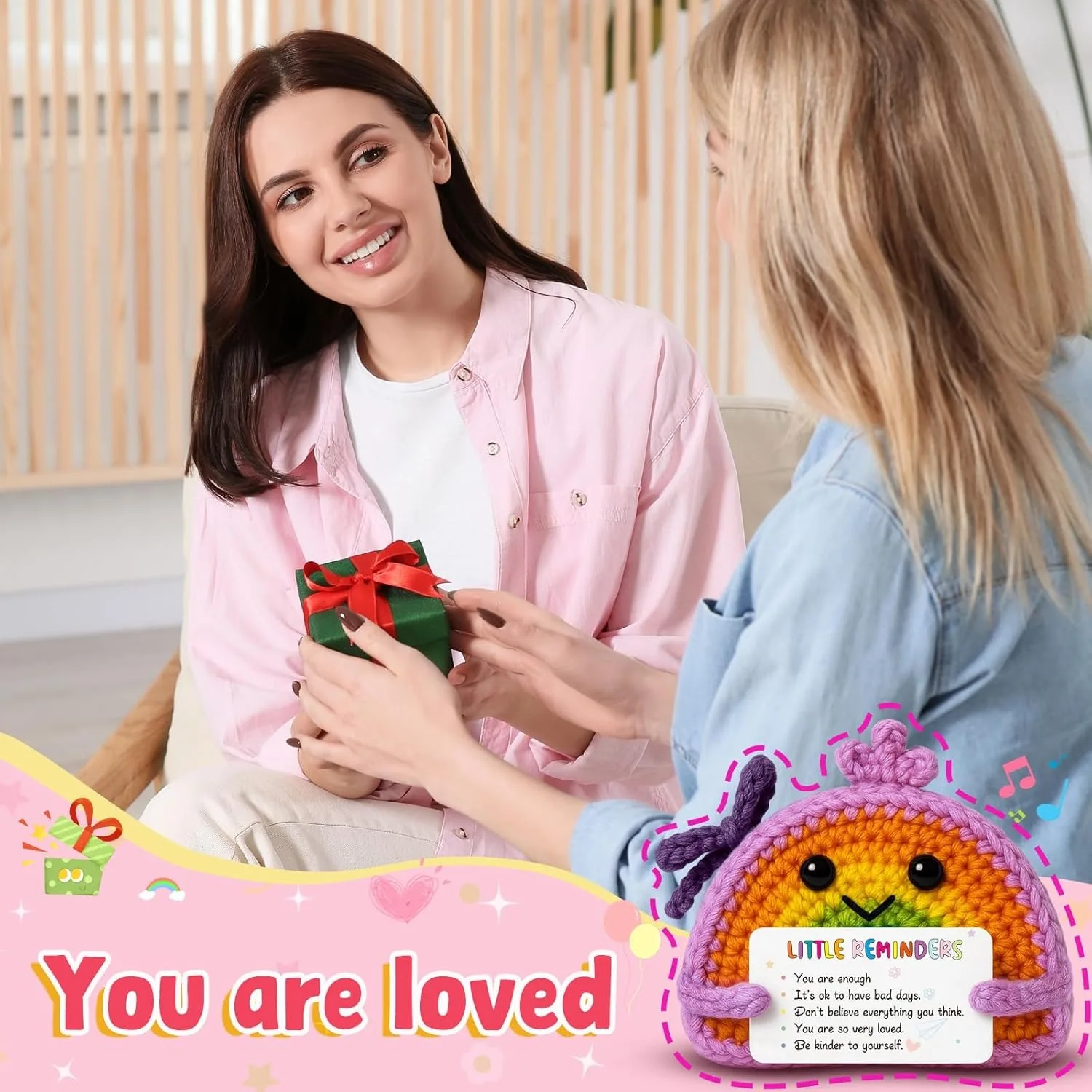1 Piece Rainbow Crochet Plush Toy Gift, Positive Encouragement and Emotional Motivation, with a "You Are Already Good Enough" Card, for Women, Friends, and Teenagers, as a Birthday or Easter Egg Basket Filler view 5