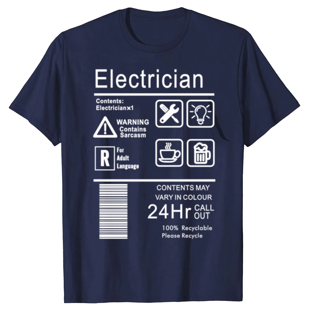 Funny Electrician Package Care Instructions Mens T-Shirts Top Electrical Engineer Summer Men O-Neck Tees Shirt 3D Print Tee