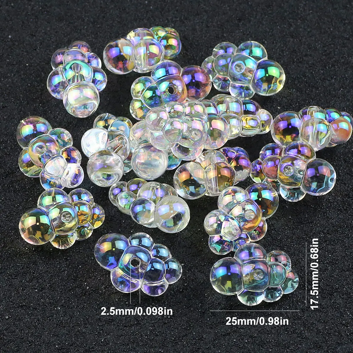 Acrylic Colorful Transparent Bubble Cloud Bead CCB Loose Spacer Beads For Jewelry DIY Bracelet Earring Accessorie17.5×25mm 10pcs