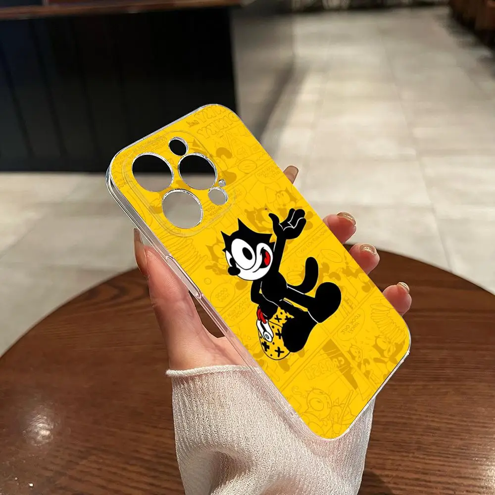 Cartoon F-Felix the C-Cats Phone Case Transparent for iphone 15 14Pro 11 12 14 Pro Max Mini 6 6s 7 8 Plus X XR XS SE2020 Cover