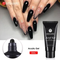 MSHARE Acrylic Gel Black 60ml Poly Builder Crystal Gel Tips Nails UV Builder Nail Extension