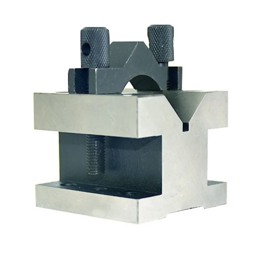 Clamp V-shaped Block Pairs Milling Machine Testing Tool V-block With Clamp 2pcs 35x35x30mm 90 ° Hardened Steel