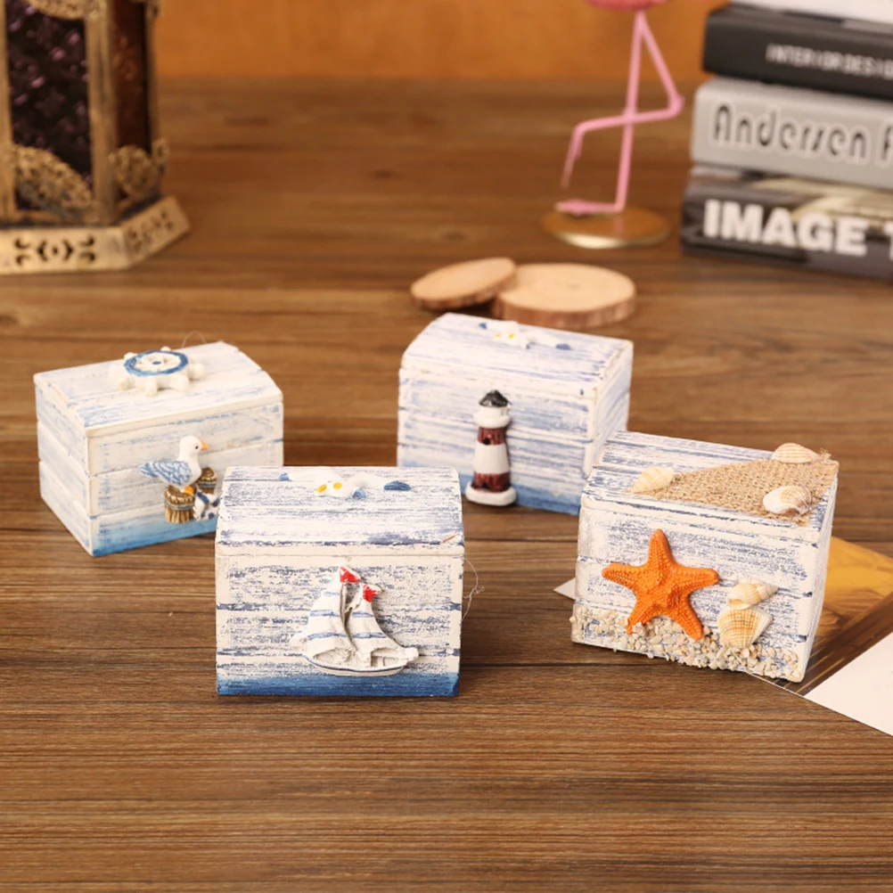 

2 Pcs Wooden Storage Box Mediterranean Gift Case Desktop Organizer Candy Packing MDF