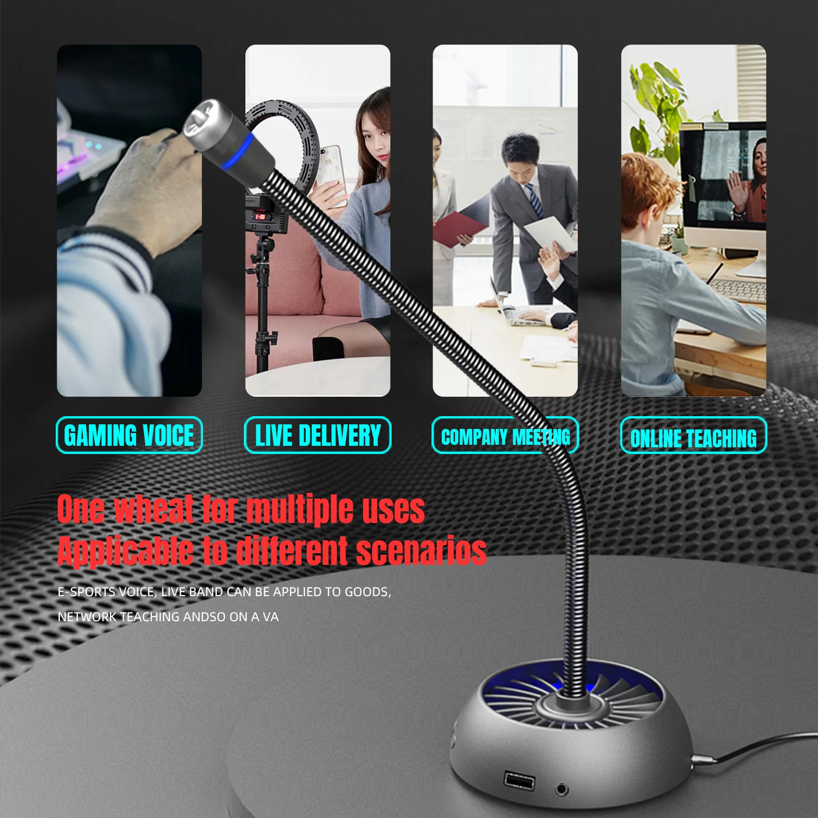 New Computer Microphone RGB Illuminated Bendable USB MIC Driveless Voice Chat Video Screen Conference Home Recording Microphone