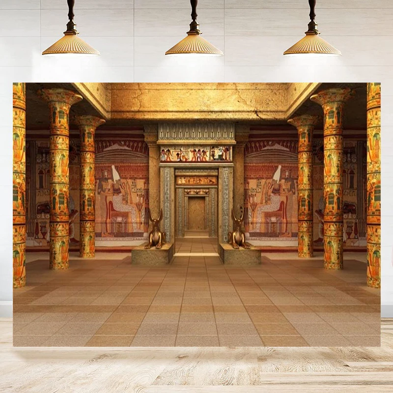 

Egyptian Photography Backdrop Temple Hypostyle Hall Archaeology Golden Palace Background Banner