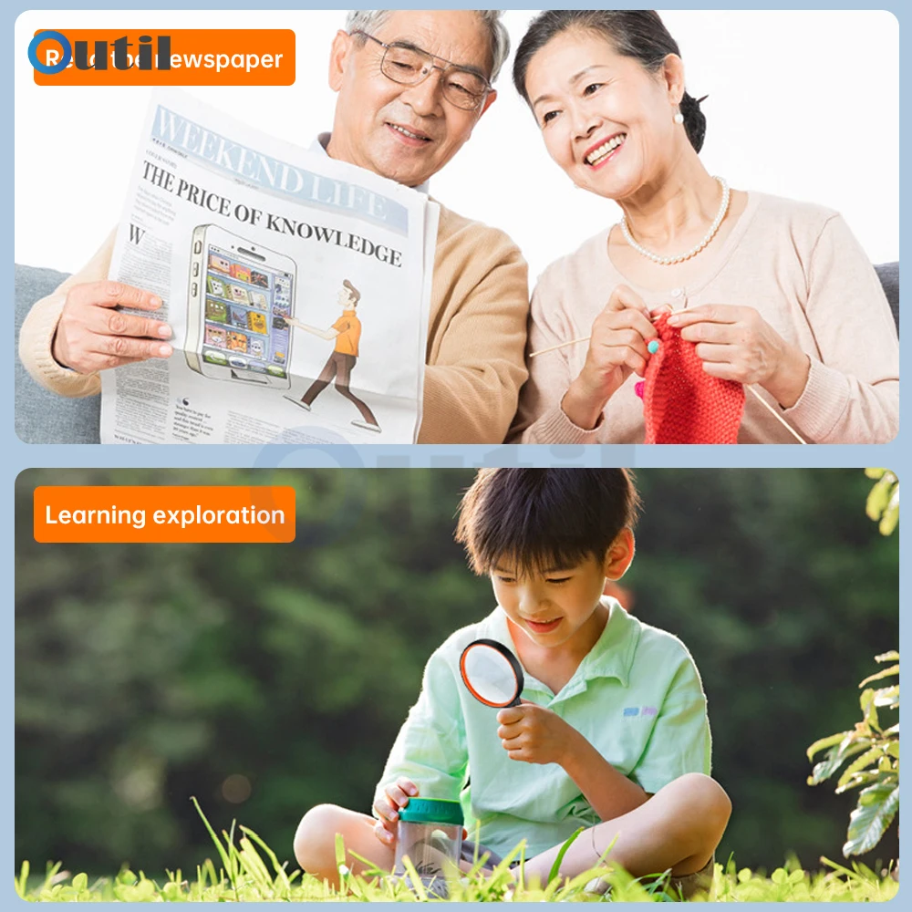 50mm 10X Magnifying Glass For Kids Seniors Handheld Reading Magnifier Magnifying Lens For Reading Science Nature Exploration