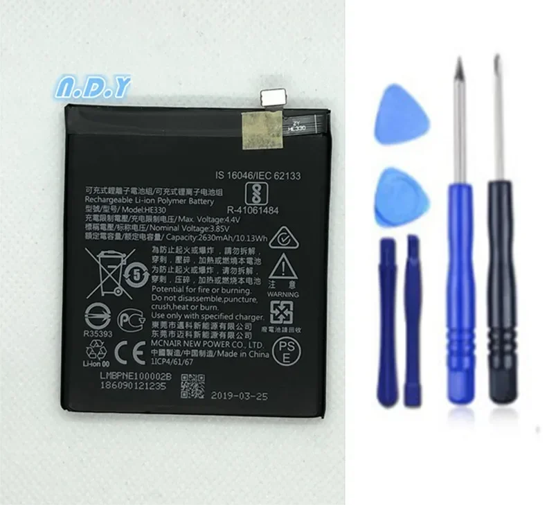 

Original HE330 2630mAh Battery For Nokia 3 DUAL TA-1032 HE 330 Batteries Bateria + Free Tools