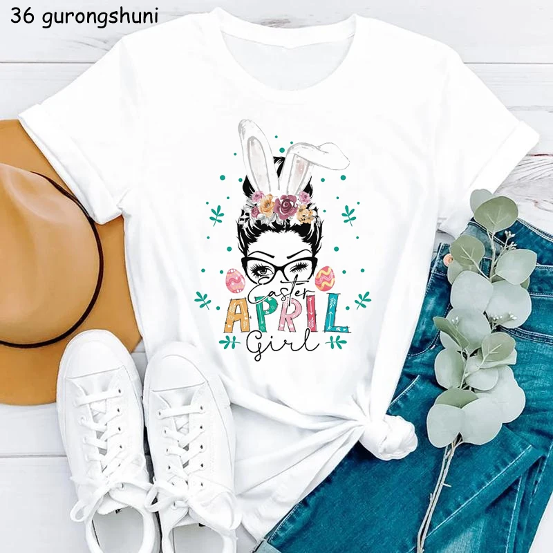 Queen Are Born August Print Tshirt Women Cute Bunny Flowers T-Shirt Femme Harajuku Shirt Summer Fashion T Shirt Female