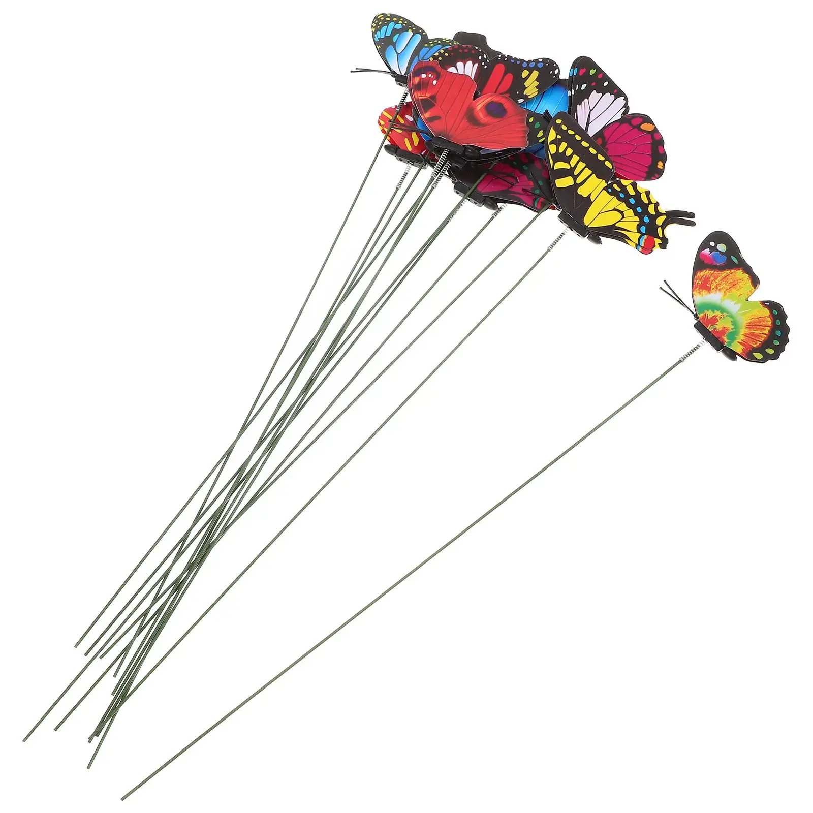 

12 Pcs Butterfly Decoration Waterproof PVC Garden Stakes Outdoor Ornaments Yard Decorations Adjustable Wings Spring Attached