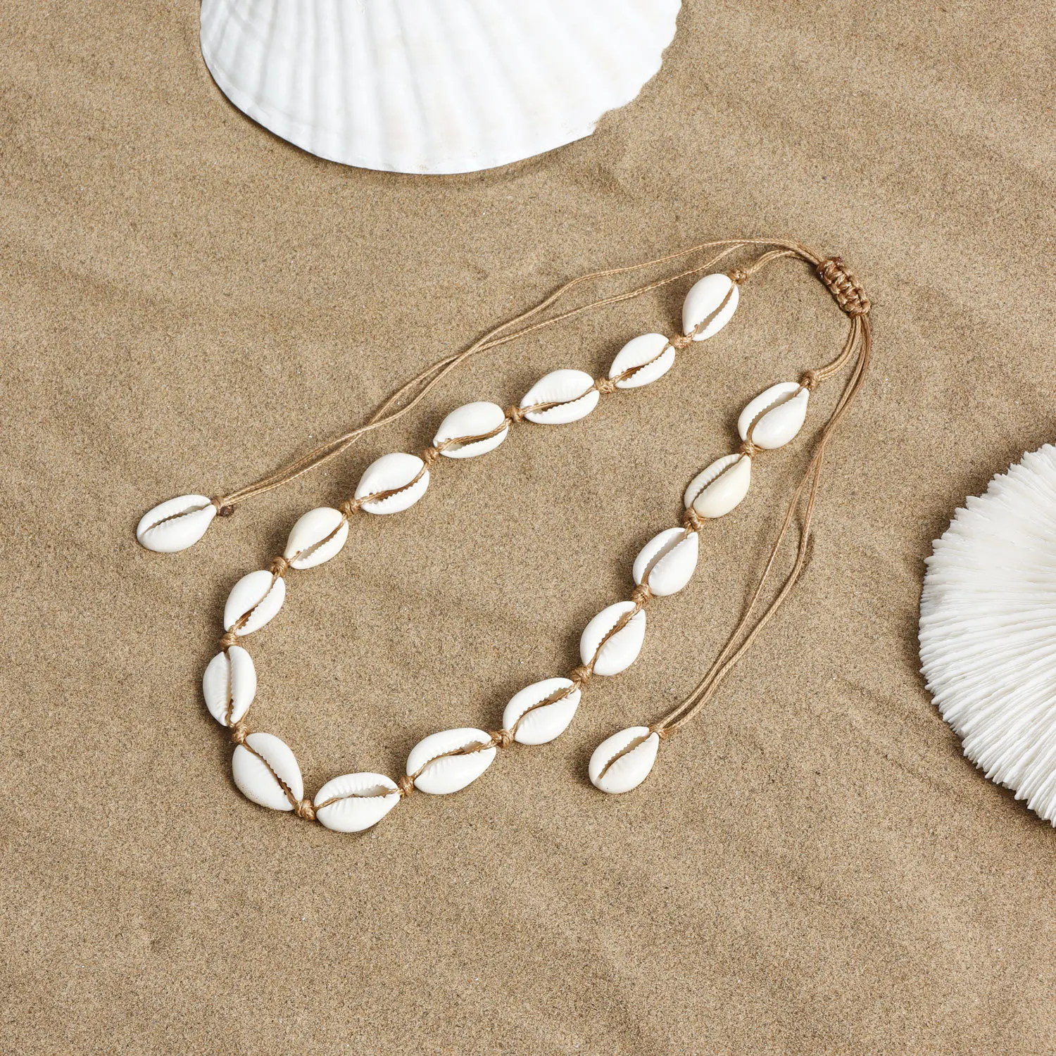 Hawaiian Macrame Shell Necklace Handwoven Natural Shells Adjustable Unisex Ocean Jewelry Gift