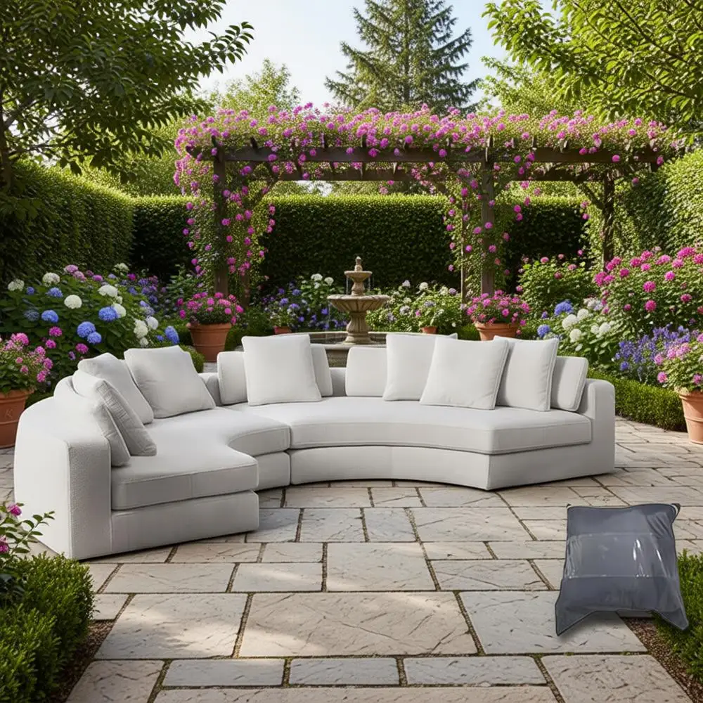 

Водонепроницаемый чехол для секционного дивана для улицы с ветрозащитным эластичным шнуром, серый (305x99x91 см)