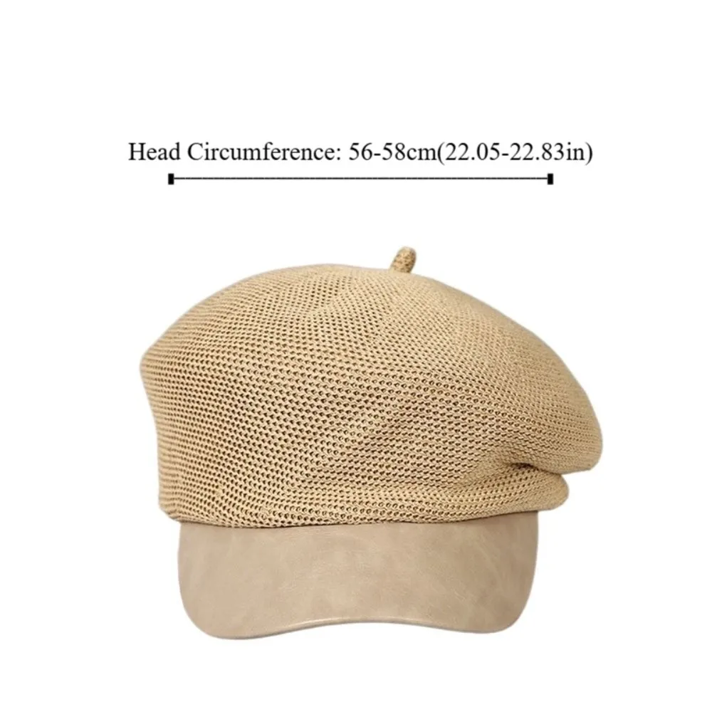 قبعة كورية كلاسيكية محبوكة مجوفة Y2k قبعات رسام رقيقة متعددة الاستخدامات قابلة للتنفس قبعة صغيرة ملابس الشارع