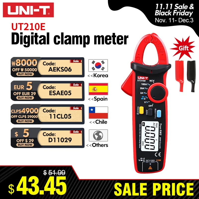 Digital Clamp Meter True RMS AC/DC