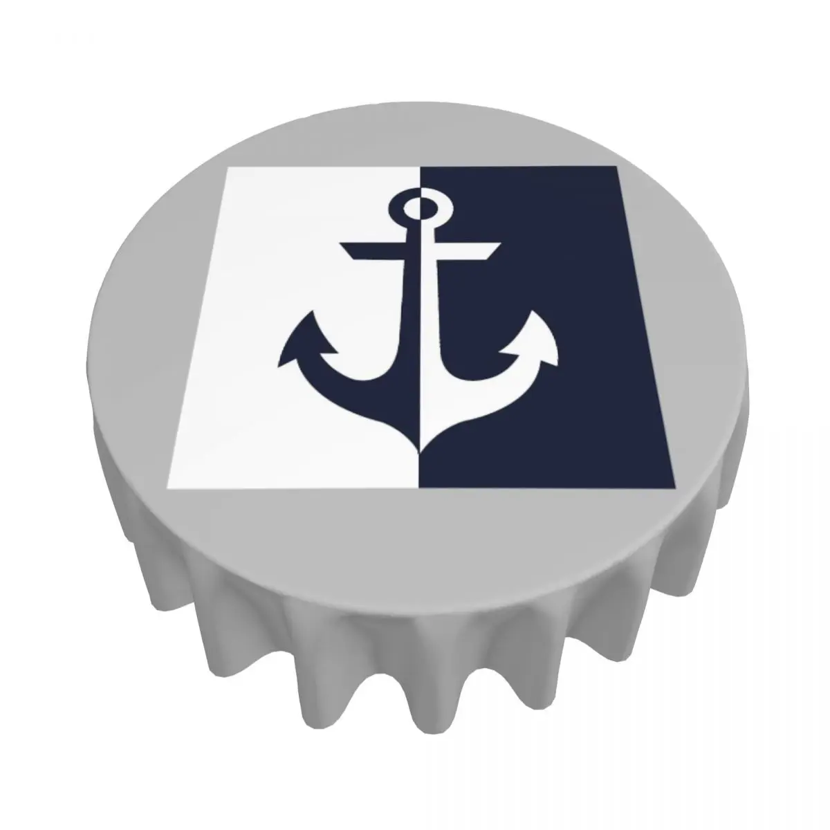 

Морская белая и темно-синяя якорь, водонепроницаемая круглая скатерть, маслостойкая скатерть для кухонных мероприятий, крышка стола 60 дюймов