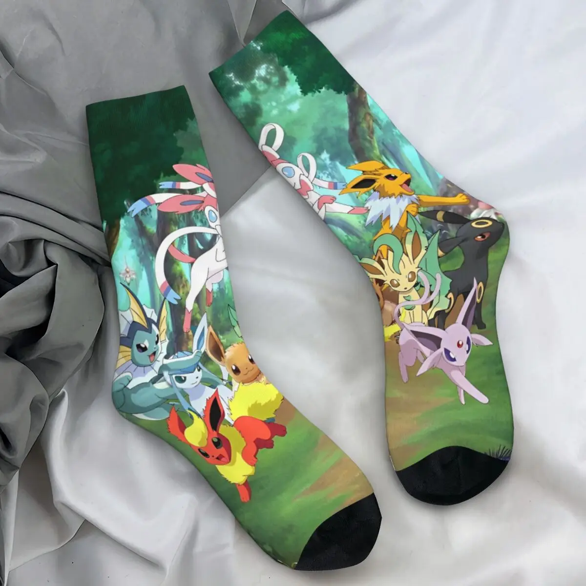 Adults Men Socks Pokemon MINISO Stockings Autumn Casual Soft Socks Graphic Skateboard Non Skid Socks