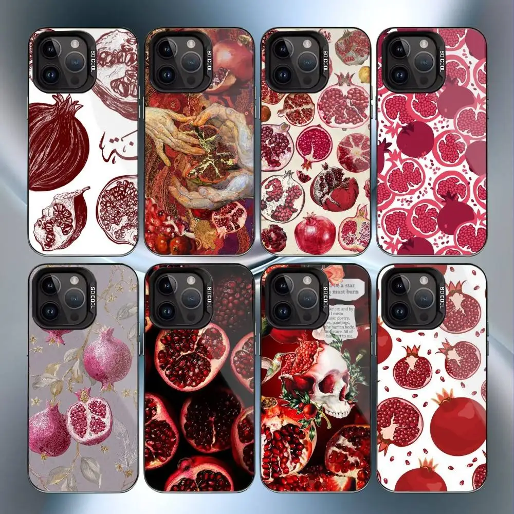 

Food Fruit Red Pomegranate Phone Case For iPhone17,16,15,14,13,12,11 Plus,Pro Max Black Candy Matte Shockproof Cover