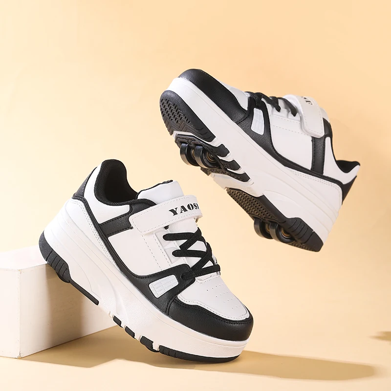 Bild 6: Sommer NEUHEIT Kinder 4-Rad Inline-Skates Schuhe PU-Leder Kinder Trainingsschuhe Bequeme Rollschuhe Sneaker