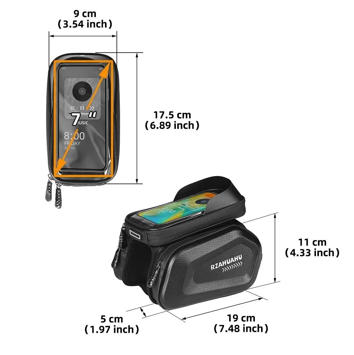 Bike Phone Hard Case Waterproof Reflective Large Capacity Top Tube Bag MTB Road Bicycle Saddle Bag Head Bag Front Beam Bag image 5
