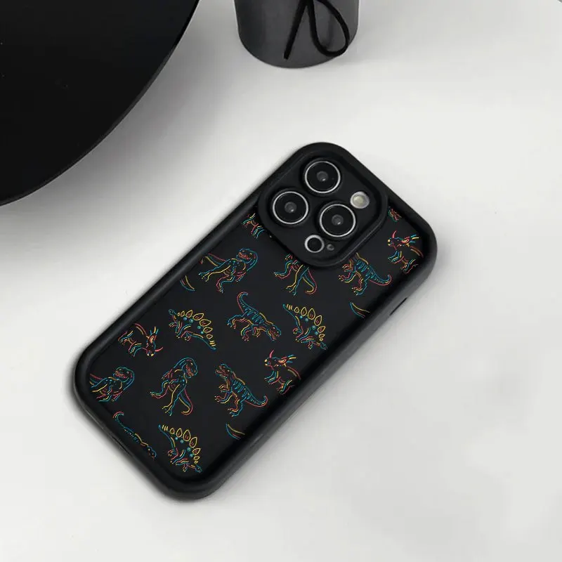 ネオン恐竜柄、高級スマホケース、控えめな高級感のあるiPhone17 16 15 14 13 12 11plus Pro Max用スマホケース
