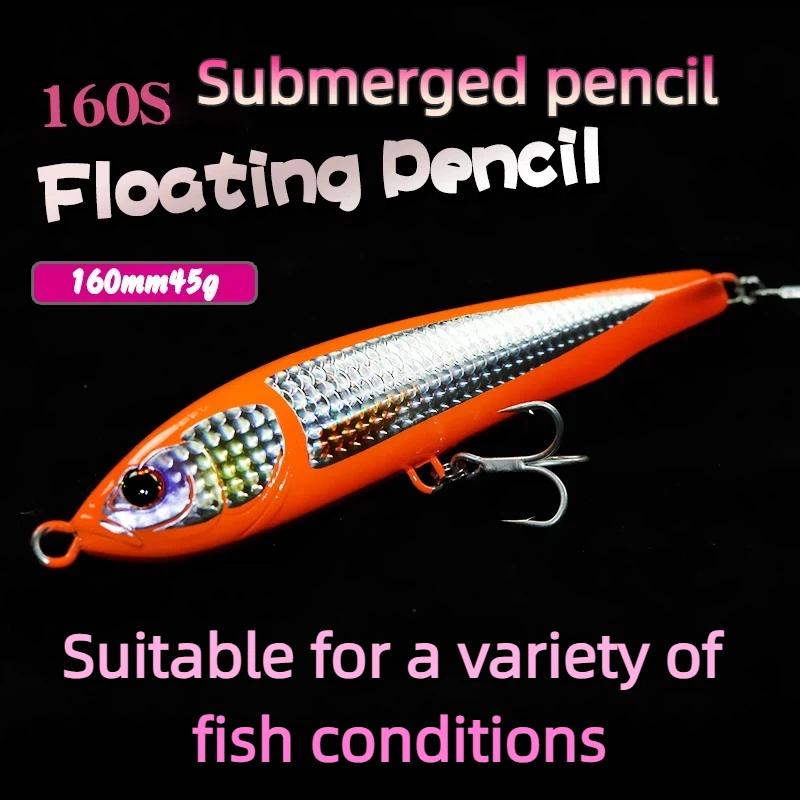 1 Stück 160mm 45g Pencil Sinking Angelköder, Gewichte für Barsch-Angeln, Karpfenköder, Pesca-Zubehör, Salzwasser-Fischköder, Isca Ar