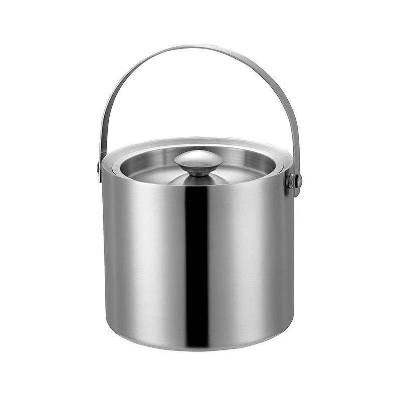 For 304 Stainless Steel Ice Bucket Champagne Bucket Beer Bucket Insulation Double Bar KTV Portable Belt Cover