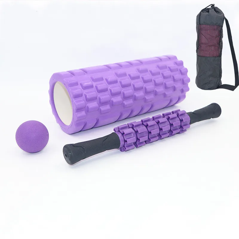 33cm mesh Wolf tooth yoga post massage stick fascia ball set hollow foam shaft Yoga shaft combination