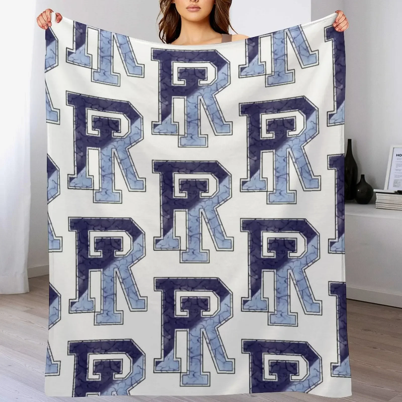 

RHODY RAMS Marbled URI Throw Blanket Men's Soft Warm Throw Blanket for Couch