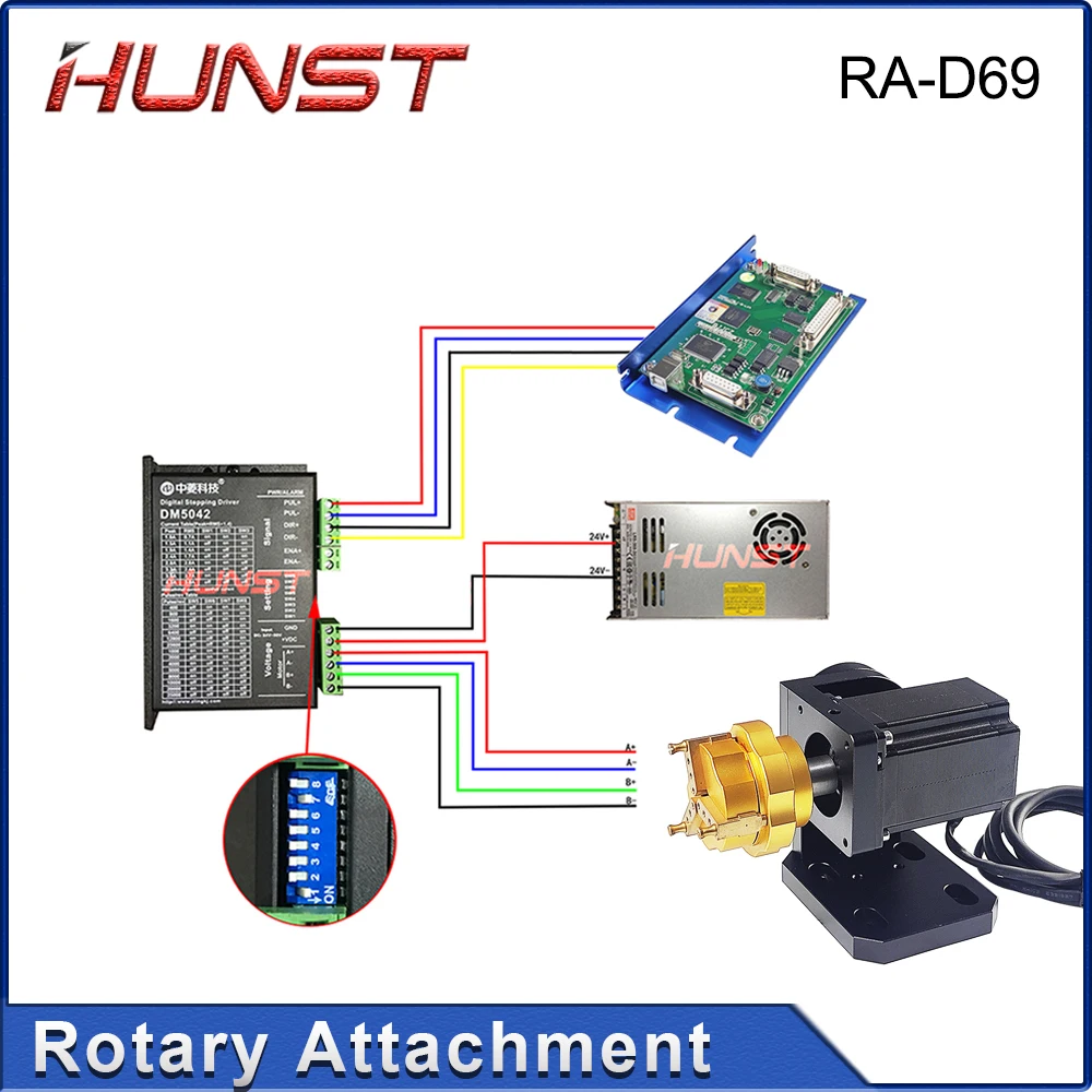 Imagem -05 - Hunst Máquina de Marcação a Laser Mandril Eixo Rotativo para Anel Pulseira Jóias Gravura Auto Bloqueio Rotary Anexo D69 D60