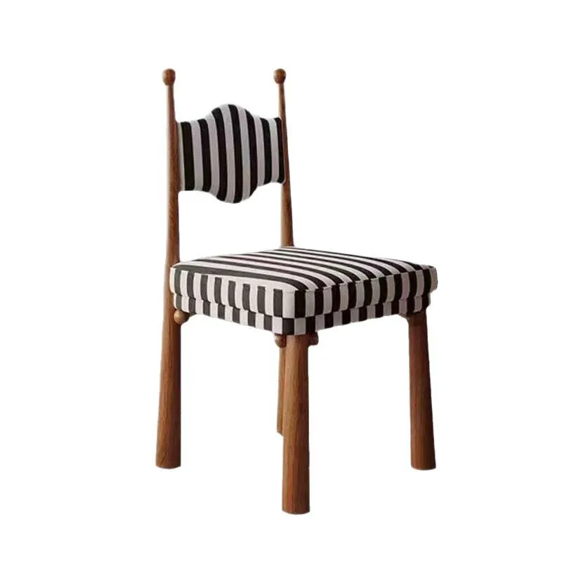 OMGD Retro Nordic Simple Solid Wood Dining Chair Designer Middle Light Luxury Bedroom Makeup Lamb Velvet Chair Home Network Red image 5