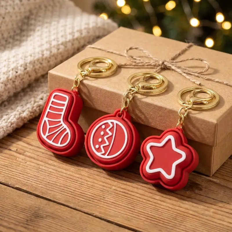 【!】3D-gedruckter Weihnachtskeks-Familien-Schlüsselanhänger, niedlicher Rucksackanhänger, umweltfreundliches PLA, ideales persönliches Geschenk – Detail 3
