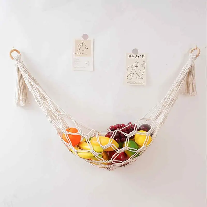 Macrame Hammock Net Toy Net Bag Plush Bohemian Tapestry Wall Storage Bag Holder For Children Room Decor Organize Bohemia