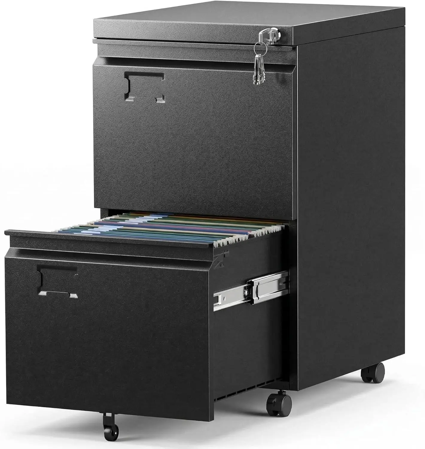 

Rolling File Cabinet with Lock,2 Drawer Metal Filing Cabinet for Home Office & Under Desk, Heavy-Duty Mobile Storage with 5 Whee