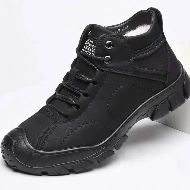 Zapatos de terciopelo grueso con cordones para hombre, botas deportivas antideslizantes para exteriores, botas altas de nieve cálidas, con descuento, novedad de invierno