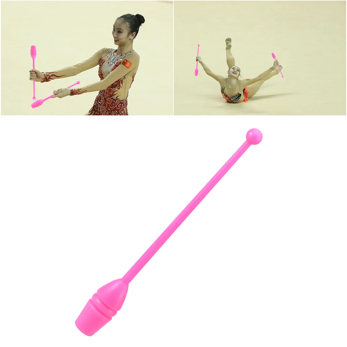 

1 Pair Artistic Gymnastics Stick Rhythmic Gymnastics Stick Dancing Sports Fitness Equipment for Children Adults (Pink)