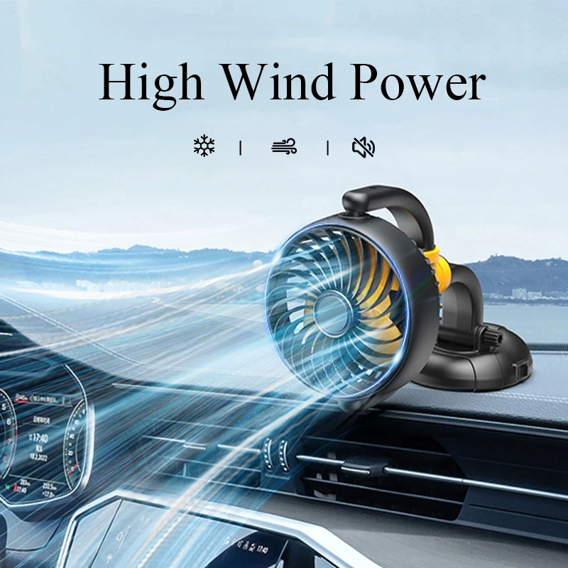 Himacool-ventilador eléctrico para coche, dispositivo de ventilación con alta potencia eólica, giratorio, ajustable, accesorios para coche, 5v/12v/24v