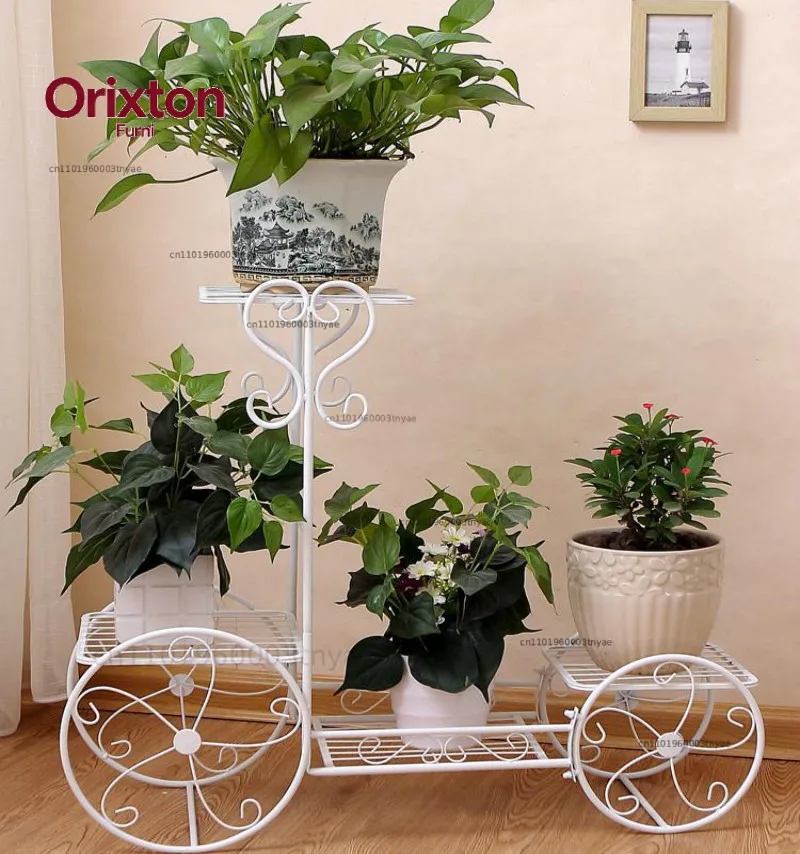 Stylish European Wrought Iron Flower Shelf Multilayer Indoor Plant Display Elegant Living Room Pot Rack Floor Standing Design