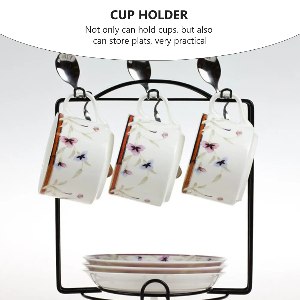 

1 шт. металлический держатель для кофейной чашки, черный устойчивый дизайн, подставка для чашек, практичная сливная полка для домашней кухни