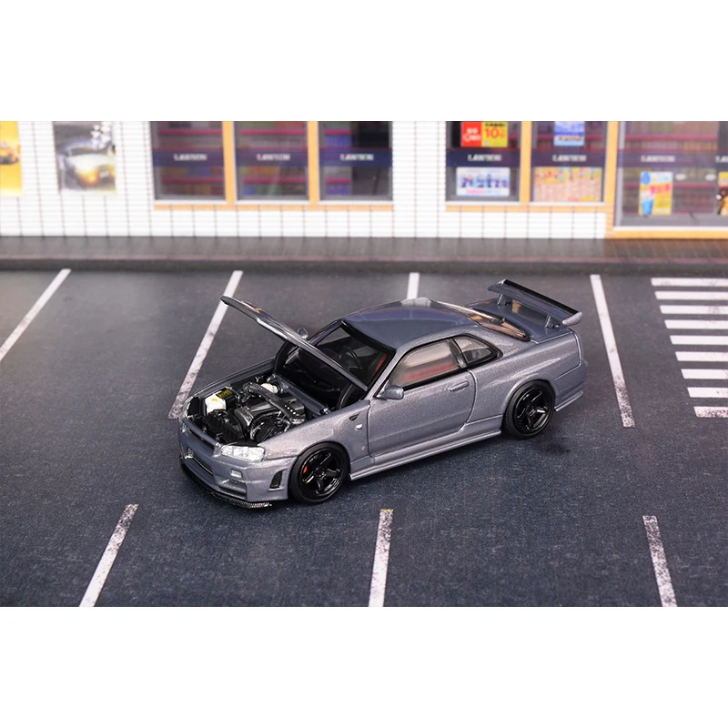 MH متوفر 1:64 SKYLINE GTR R34 Z TUNE CRS VER غطاء محرك السيارة المفتوح Diecast Diorama مجموعة نماذج ألعاب مصغرة MOTORHELIX