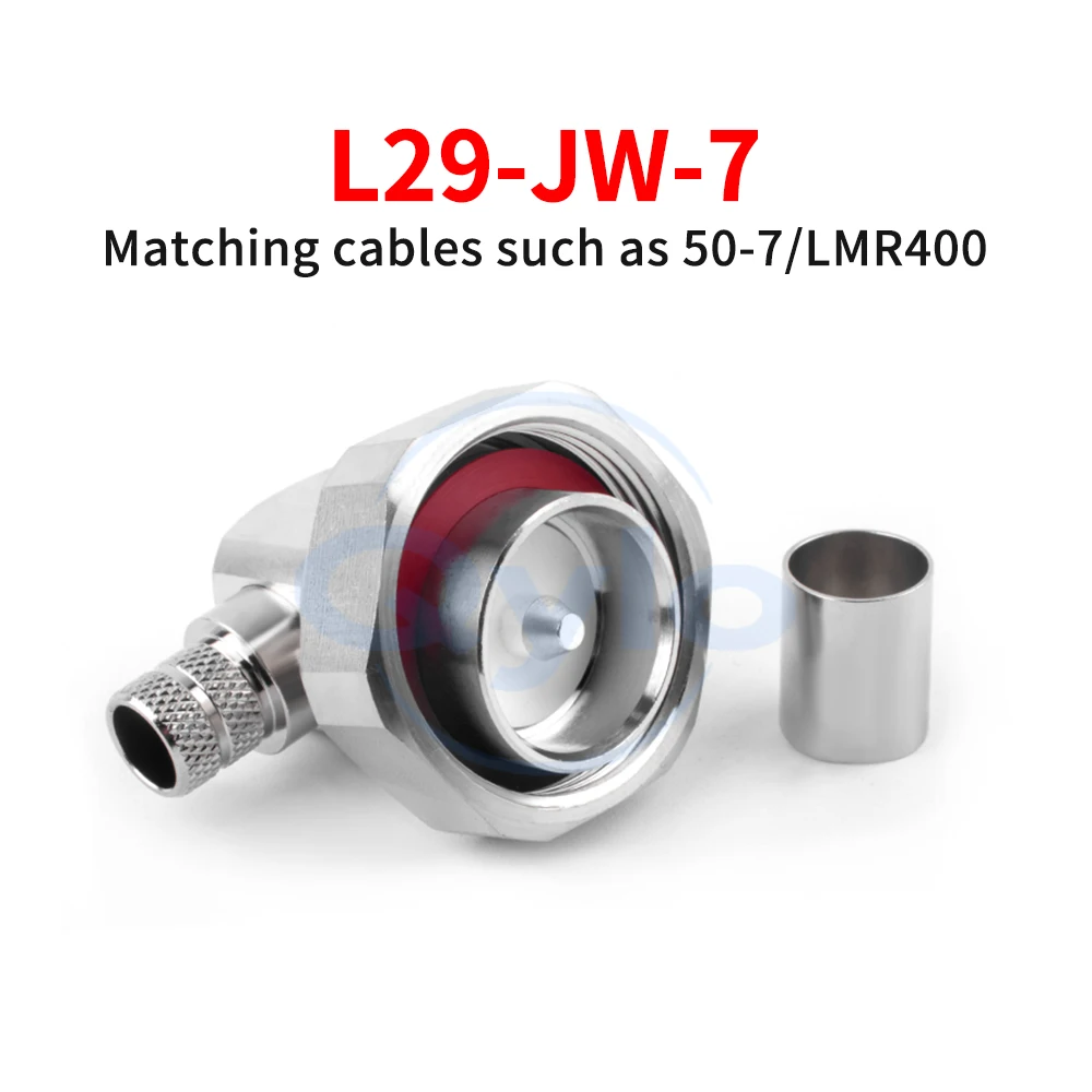 

L29-JW-7 DIN Male Right-Angle Elbow for Crimping 50-7/LMR400 Cable 7/16" Feeder Connector (1 pcs)