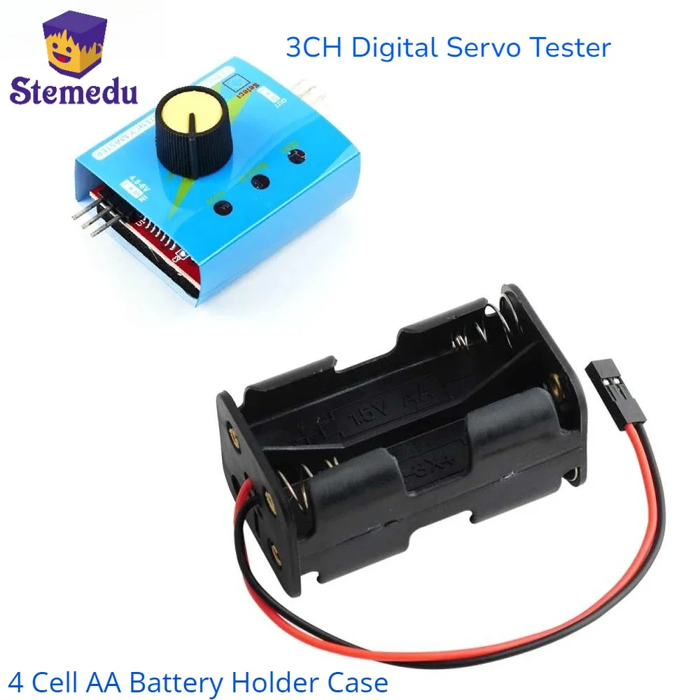 3CH Digital Servo Tester ESC Speed Controller Checker CCPM Servo Consistency Master + 4 Cell AA Battery Holder Case for  Servo