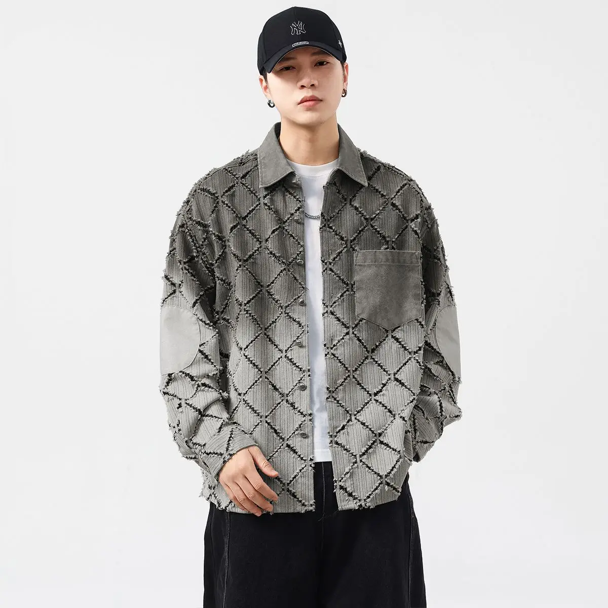 Quality Work Shirt for Men, Gradient Color, Loose Casual Jacket