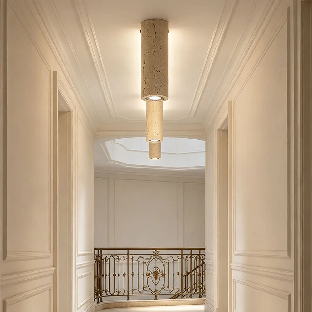 Cylindrical Travertine Ceiling Spot Light Modern Surface Mount Lamp For Entryway Corridor Balcony Home Decor Lighting