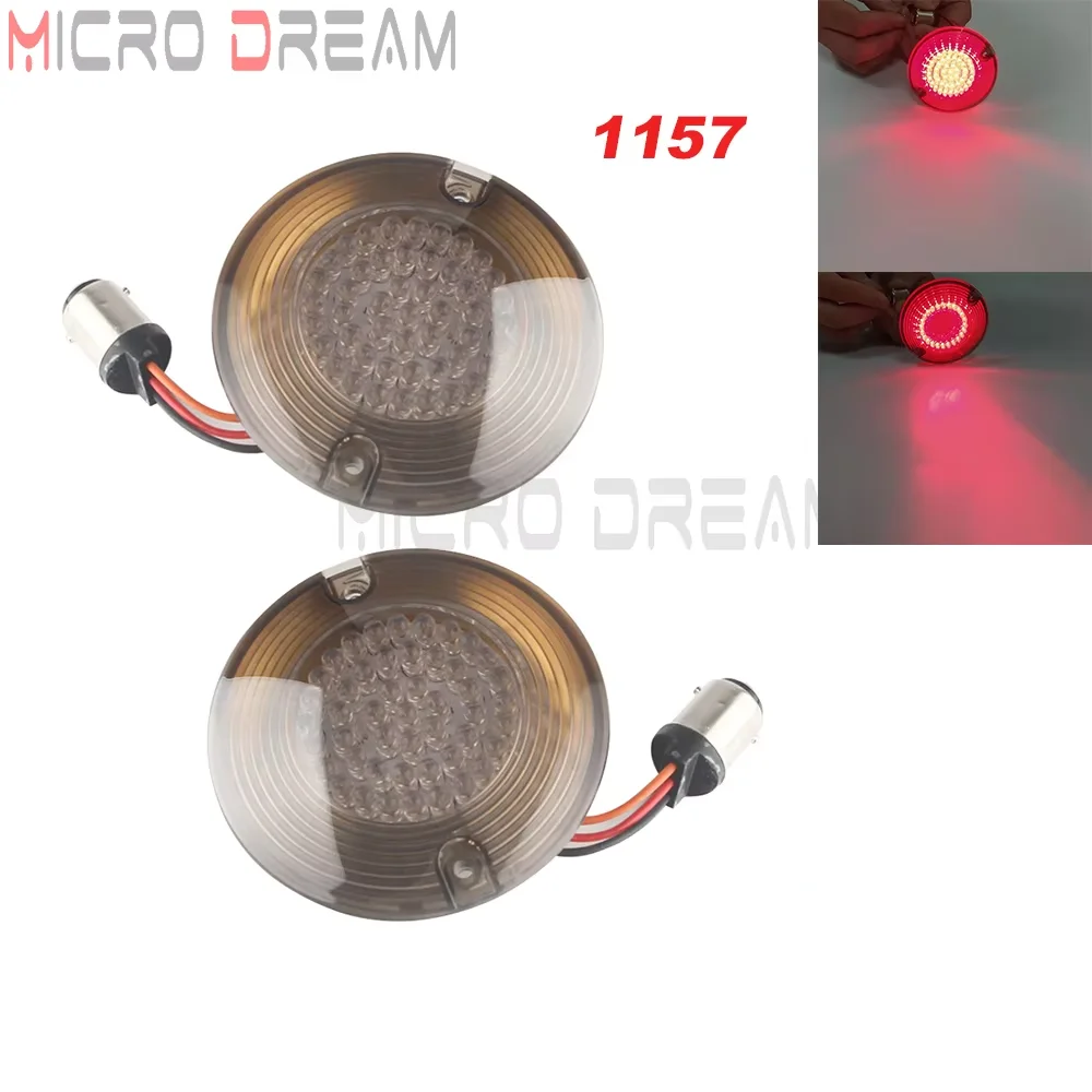 For Harley Touring Electra Glide Road King Heritage Softail Motorcycle Rear Front LED Turn Signal 1157 Bullet 3\'\' Inserts Light