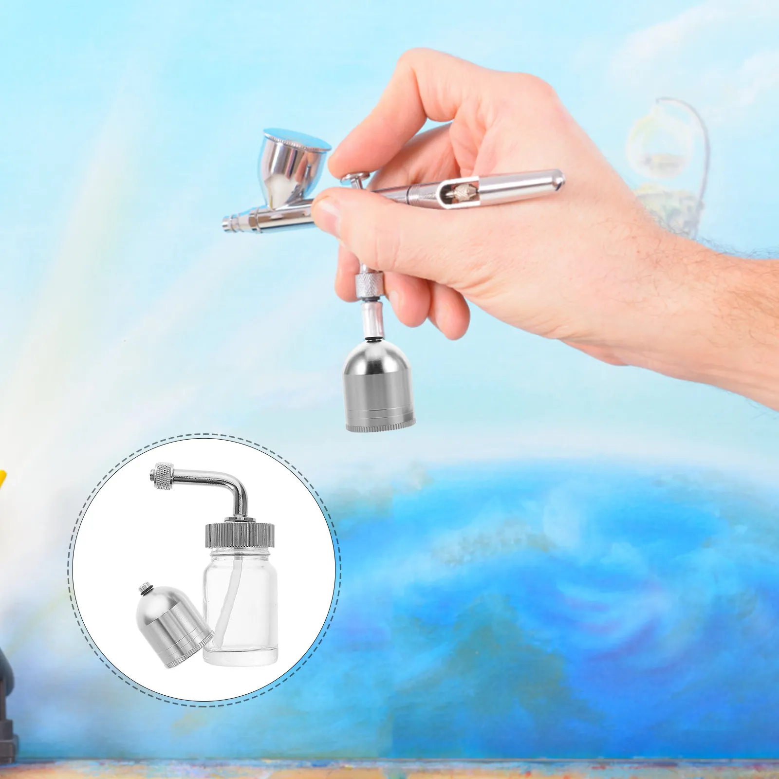 

2Pcs Airbrush Glass Bottles Leakproof Design for Consistent Paint Application Professional Airbrushing Portable Paint Containers